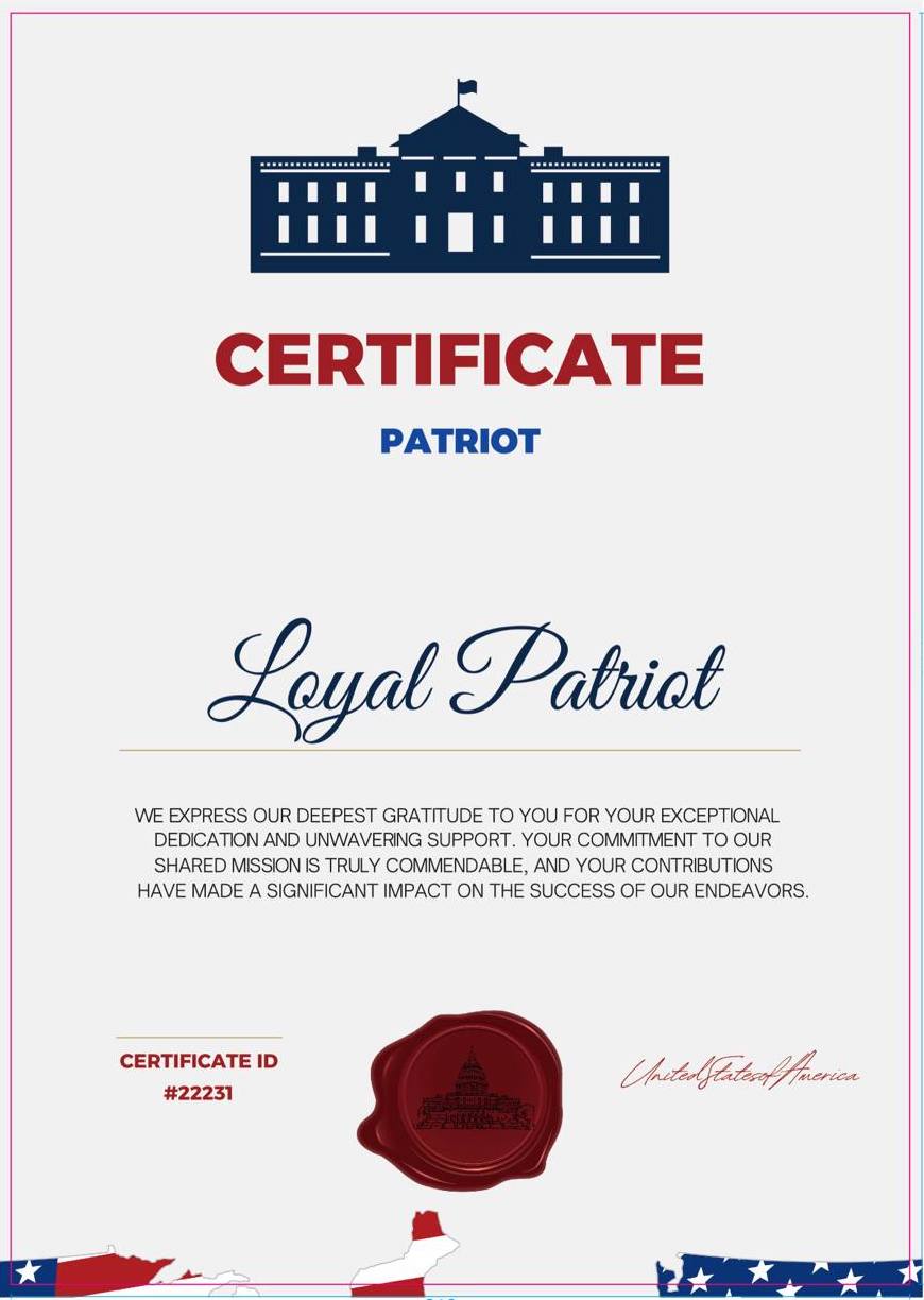 Patriot Certificate